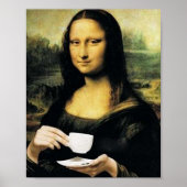 Mona Lisa met een kopje thee Leonardo da Vinci Poster (Voorkant)