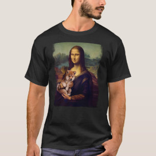 Mona Lisa met een Shiba Inu Cute Hond Kunst Parodi T-shirt