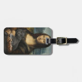 Mona Lisa met elegante grijze kat                 Bagagelabel (Voorkant horizontaal)
