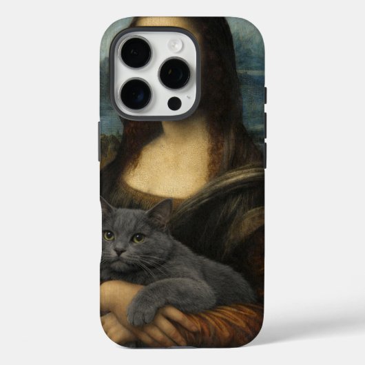 Mona Lisa met elegante grijze kat Case-Mate iPhone Case (Achterkant)