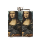 Mona Lisa met elegante grijze kat                 Heupfles (Achterkant)