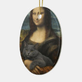 Mona Lisa met elegante grijze kat Keramisch Ornament (Links)