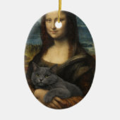 Mona Lisa met elegante grijze kat Keramisch Ornament (Voorkant)