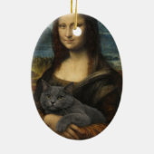 Mona Lisa met elegante grijze kat Keramisch Ornament (Achterkant)