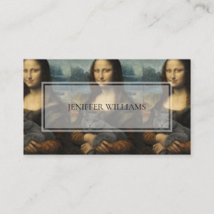 Mona Lisa met elegante grijze kat                 Visitekaartje