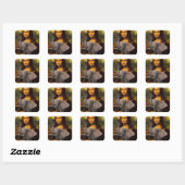 Mona Lisa met Elephant Parody Vierkante Sticker (Vel)