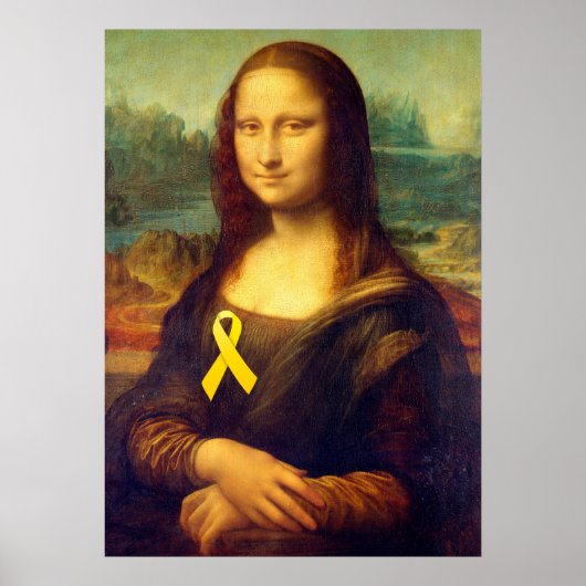 Mona Lisa met geel lintje Poster (Voorkant)