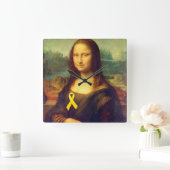 Mona Lisa met geel lintje Vierkante Klok (Huis)