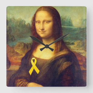 Mona Lisa met geel lintje Vierkante Klok