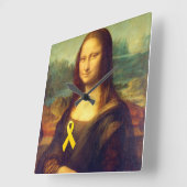 Mona Lisa met geel lintje Vierkante Klok (Hoek)
