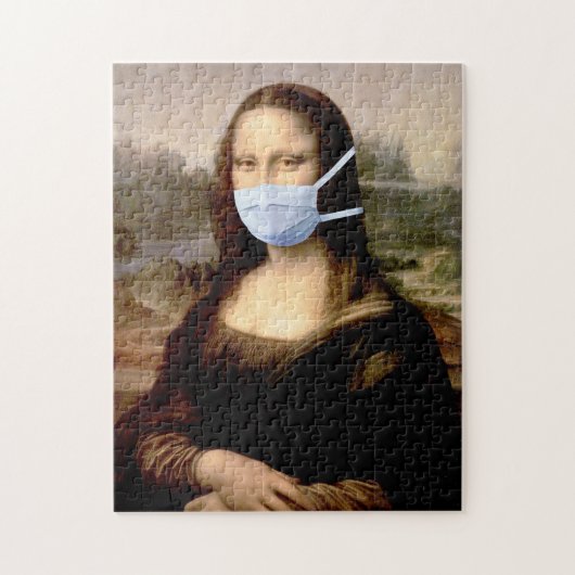 Mona Lisa met gezichtsmasker - Funny Flu Season Legpuzzel (Verticaal)