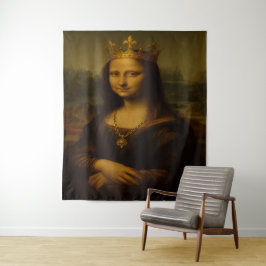 Mona Lisa met gouden kroon Wandkleed