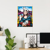 Mona Lisa met haar katten Poster (Thuiskantoor)