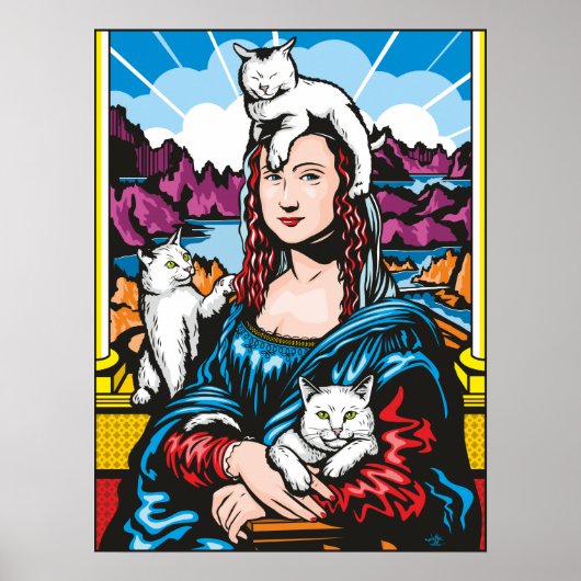Mona Lisa met haar katten Poster (Voorkant)