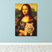 Mona Lisa met haar kattenkattenkattenliefhebbers ( Canvas Afdruk (Insitu (Houten vloer))