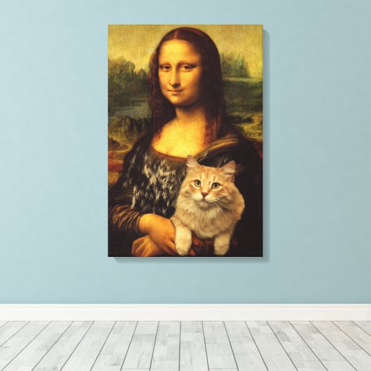 Mona Lisa met haar kattenkattenkattenliefhebbers ( Canvas Afdruk (Insitu (Houten vloer))
