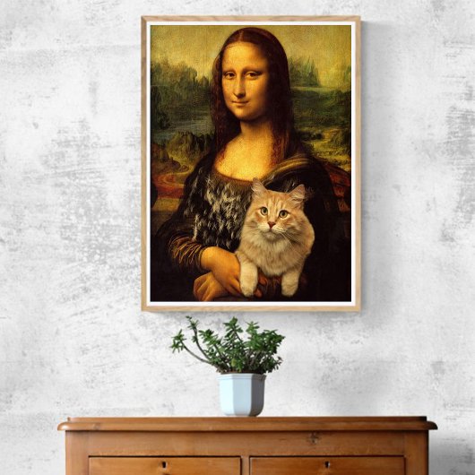 Mona Lisa met haar kattenvacht Kattenliefhebbers Poster
