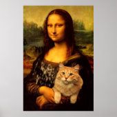 Mona Lisa met haar kattenvacht Kattenliefhebbers Poster (Voorkant)