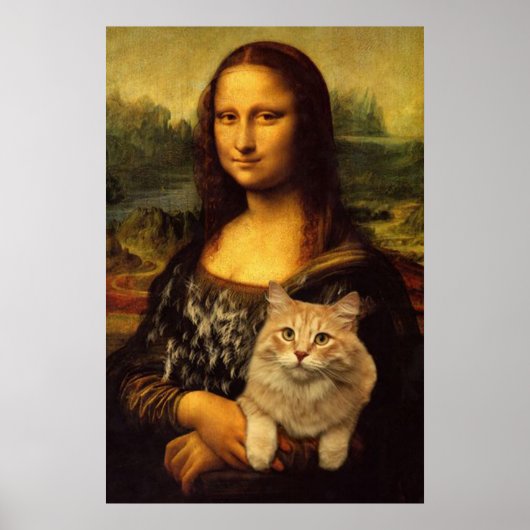 Mona Lisa met haar kattenvacht Kattenliefhebbers Poster (Voorkant)
