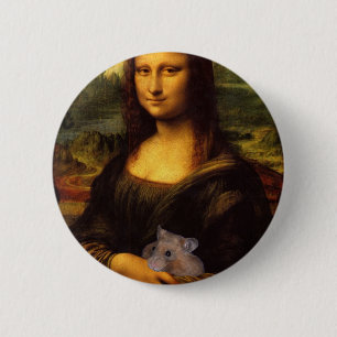 Mona Lisa met Hamster Ronde Button 5,7 Cm