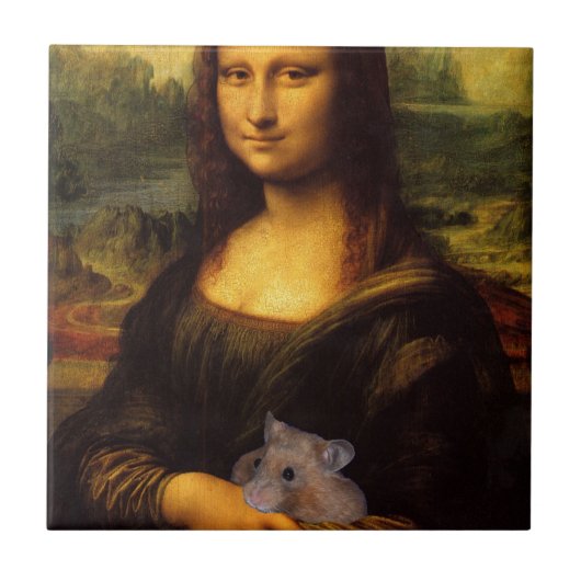 Mona Lisa met Hamster Tegeltje (Voorkant)
