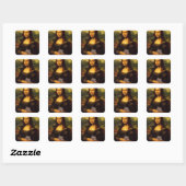 Mona Lisa met Hamster Vierkante Sticker (Vel)