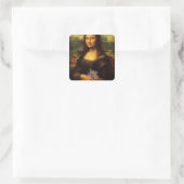 Mona Lisa met Hamster Vierkante Sticker (Tas)