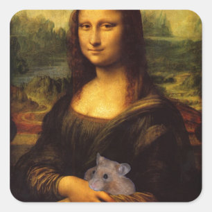 Mona Lisa met Hamster Vierkante Sticker