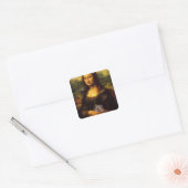 Mona Lisa met Hamster Vierkante Sticker (Envelop)