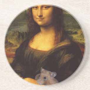Mona Lisa met Hamster Zandsteen Onderzetter