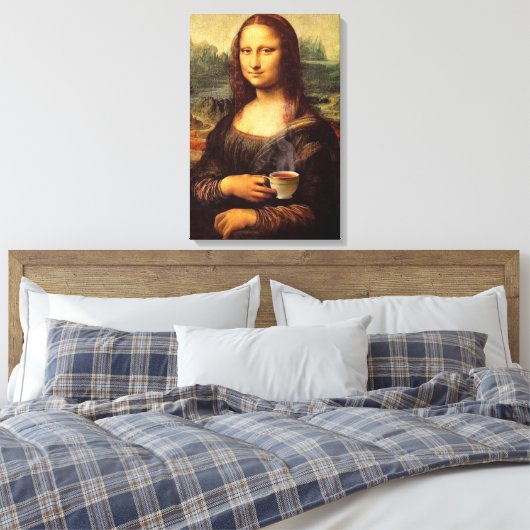 Mona Lisa met hete thee Leonardo da Vinci Canvas Afdruk (Insitu (Slaapkamer))