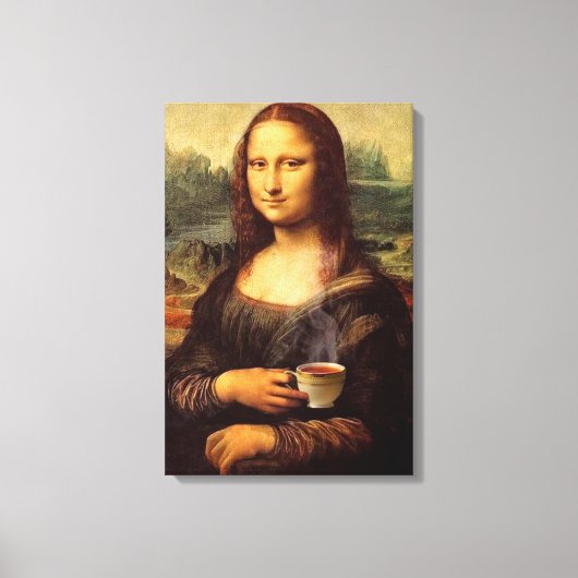 Mona Lisa met hete thee Leonardo da Vinci Canvas Afdruk (Voorkant)