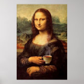 Mona Lisa met hete thee (Leonardo da Vinci) Poster (Voorkant)