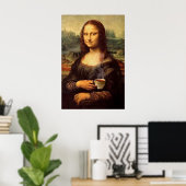 Mona Lisa met hete thee (Leonardo da Vinci) Poster (Thuiskantoor)