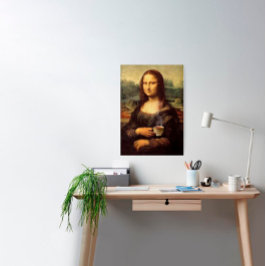 Mona Lisa met hete thee (Leonardo da Vinci) Poster