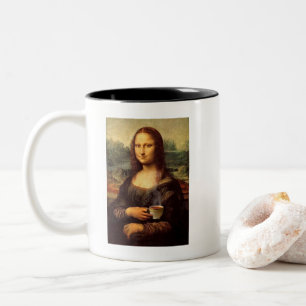 Mona Lisa met hete thee (Leonardo da Vinci) Tweekleurige Koffiemok