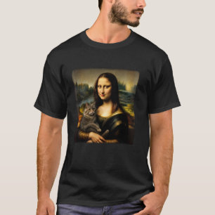 Mona Lisa met kat houdt van kat Moeder kat Vader k T-shirt
