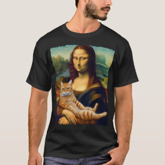 Mona Lisa Met Kat Kitty Katten Liefhebber Kat Papa T-shirt