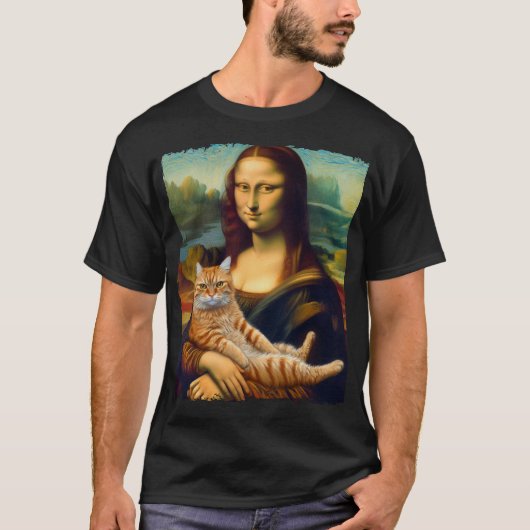 Mona Lisa Met Kat Kitty Katten Liefhebber Kat Papa T-shirt (Voorkant)
