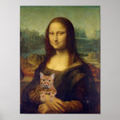 Mona Lisa met kat Poster (Voorkant)