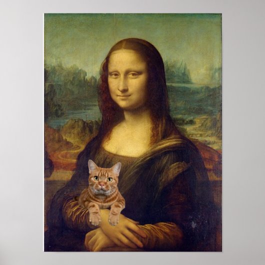 Mona Lisa met kat Poster (Voorkant)