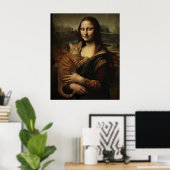 Mona Lisa met kat Poster (Thuiskantoor)