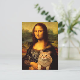 Mona Lisa met katten- en kattenbont Kattenliefhebb Briefkaart