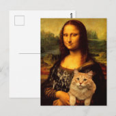 Mona Lisa met katten- en kattenbont Kattenliefhebb Briefkaart (Voorkant / Achterkant)