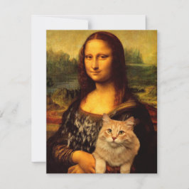 Mona Lisa met katten- en kattenbont Kattenliefhebb Feestdagenkaart