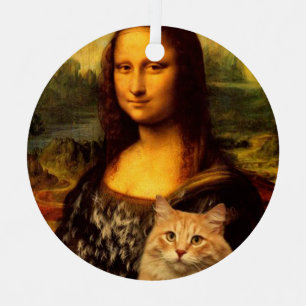 Mona Lisa met katten- en kattenbont Kattenliefhebb Metalen Ornament