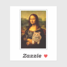 Mona Lisa met katten- en kattenbont Kattenliefhebb Sticker