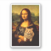 Mona Lisa met katten- en kattenbont Kattenliefhebb Sticker (Voorkant)