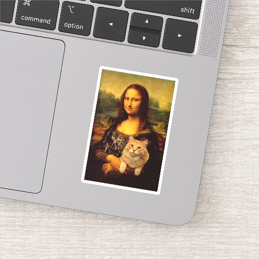 Mona Lisa met katten- en kattenbont Kattenliefhebb Sticker (Detail)