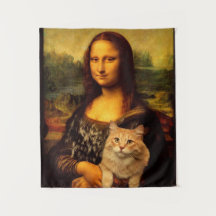 Mona Lisa met katten- en kattenbont Kattenliefhebb